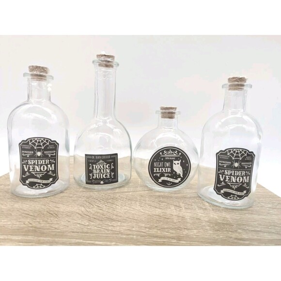 4x Bullseye Playground TARGET Potion Bottles Clear Glass Jars Halloween 2021 - Picture 5 of 5